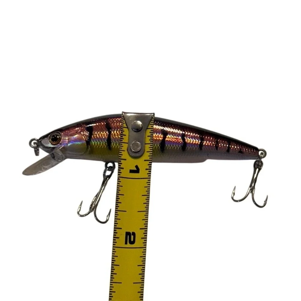 Iridescent Tiger Stripe Minnow Jerkbait Fishing Lure 2.5 Inch Shallow Diver